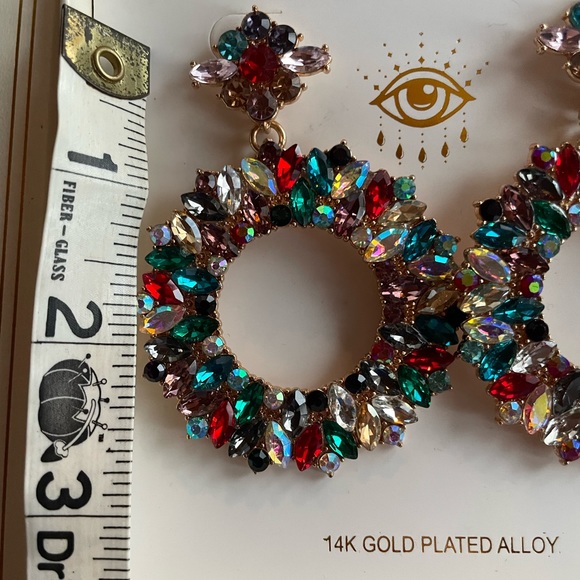 Eye Candy Los Angeles Luxe Collection Rhinestone Earrings 14K Gold Plated Alloy - Picture 2 of 4